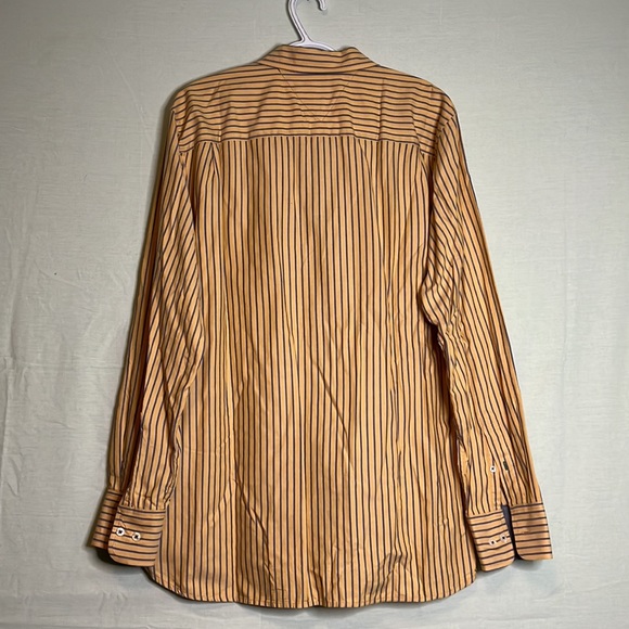 Tommy Hilfiger Large Yellow and Blue Striped Button Up Long Sleeve Shirt - Picture 2 of 3